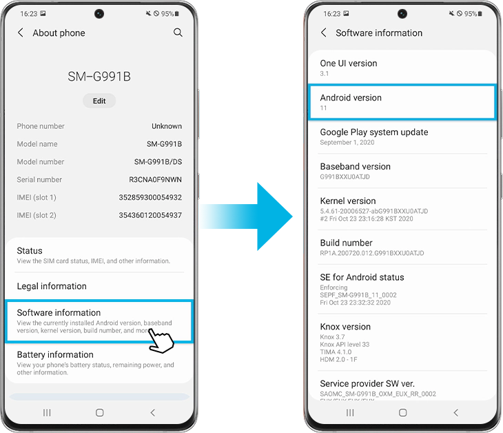 How to check what version of the software is on your smartphone