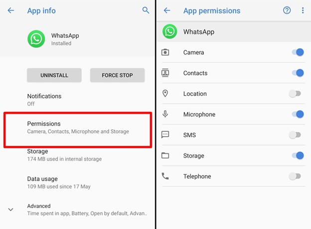 Allow WhatsApp Contacts Permission