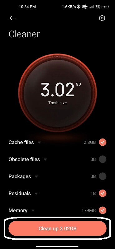 Clear Cache and Data