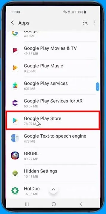 Find and Select Google Play Store